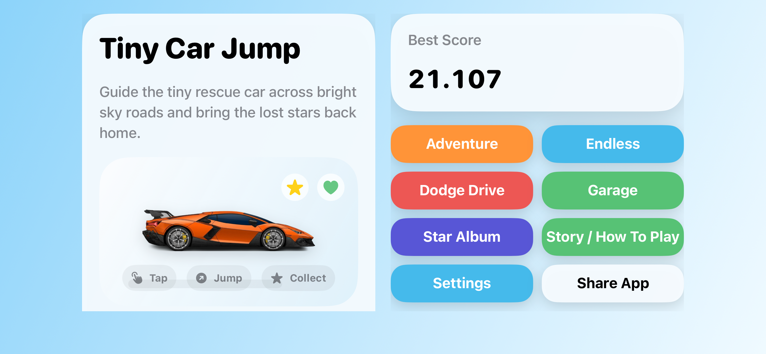 Tiny Car Jump home screen